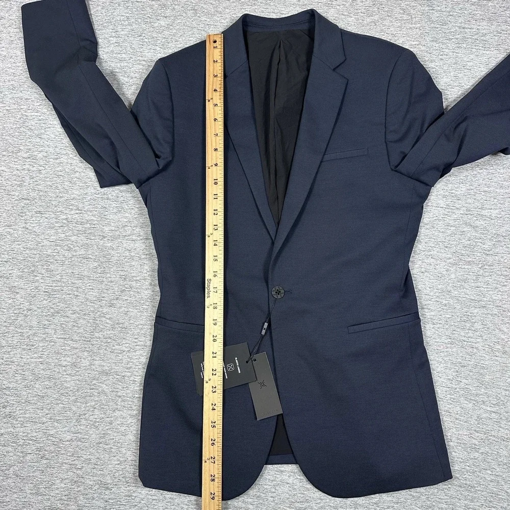 XSuit Blazer Mens 36 Blue Polyester Stretch Lined Tech City Travel Jacket